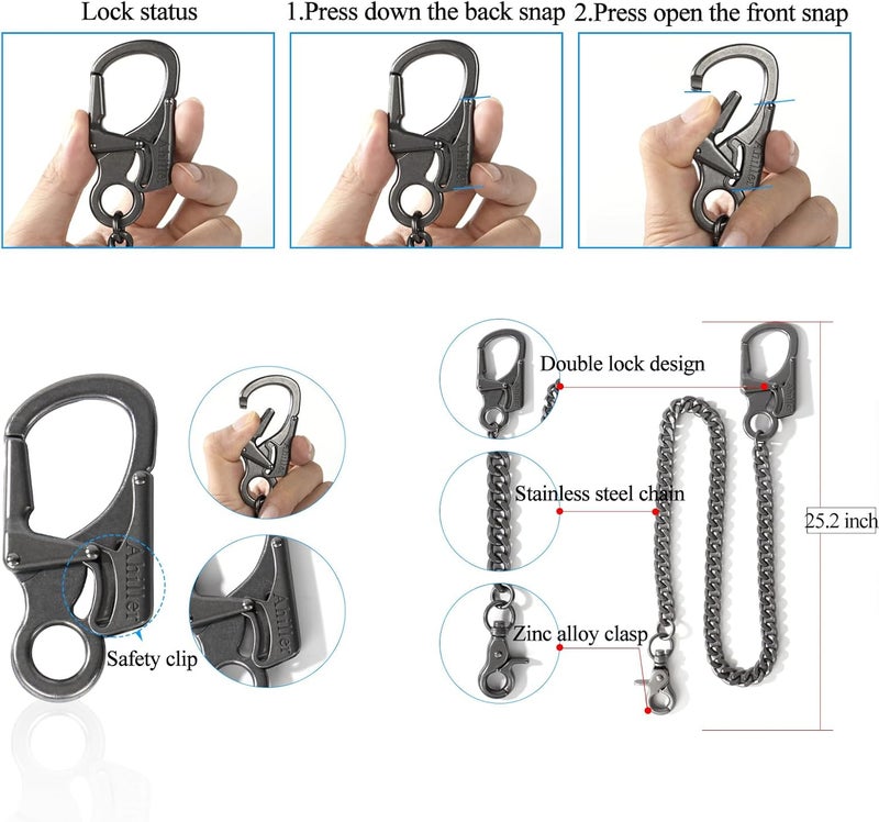 Ahiller Biker Wallet Chain, Heavy Duty Pocket Chain with Round Clasp, Men Chains for Keys, Jeans, Pants, Purse and Handbag - Image 3